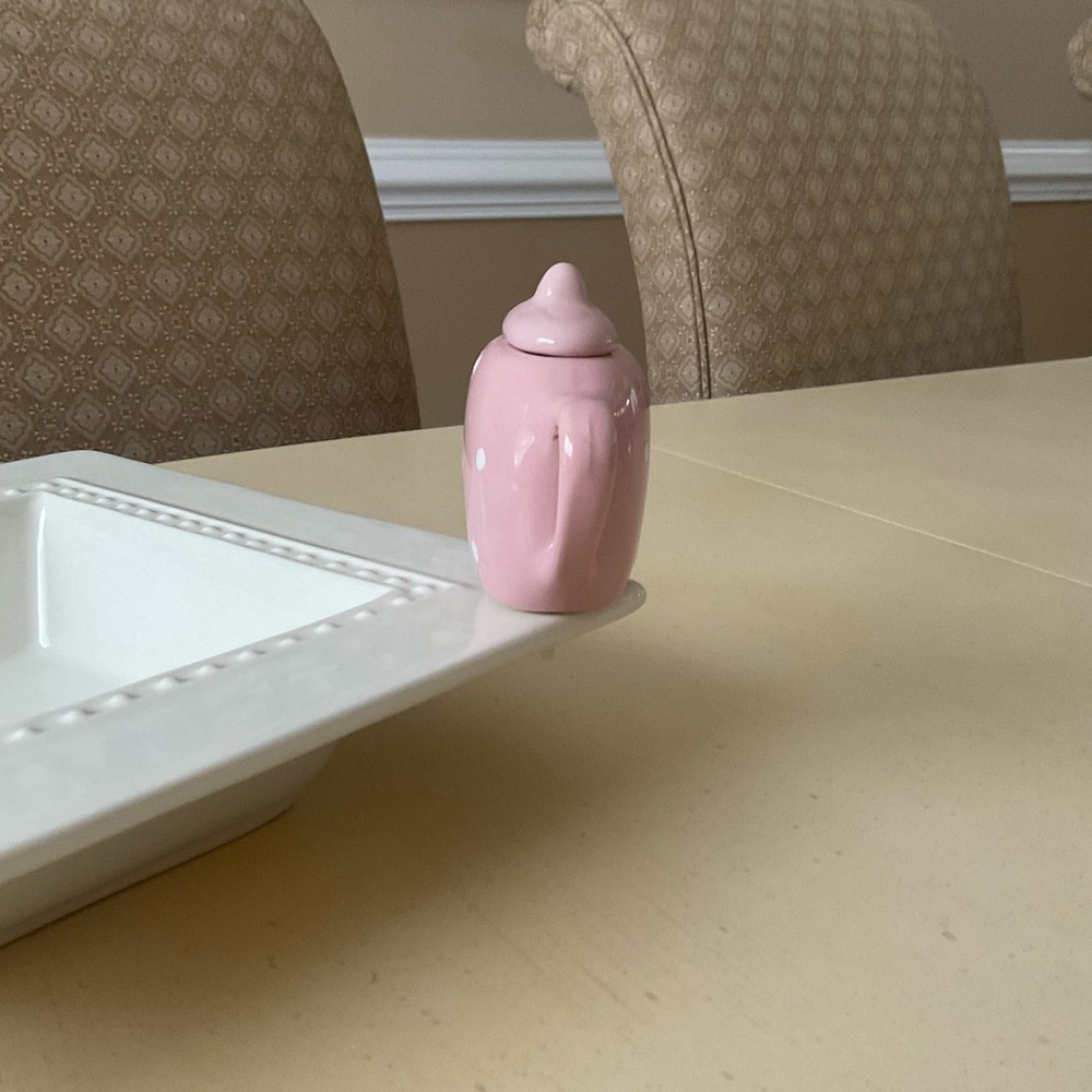Pink Polka Dot Teapot Platter Decoration 🫖 - Picture 2 of 6